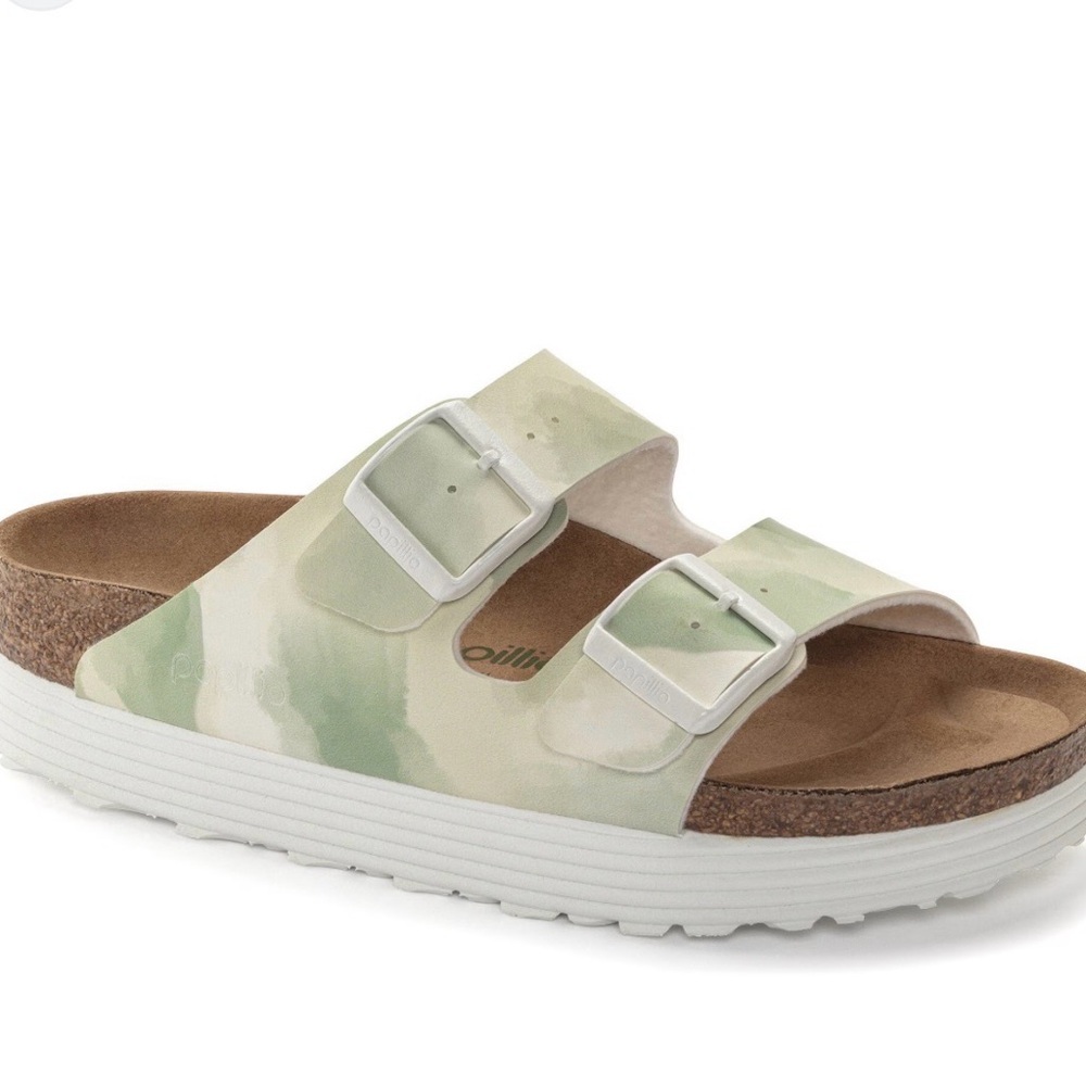 Birkenstock Papillio Green and Cream Sandals NEW
